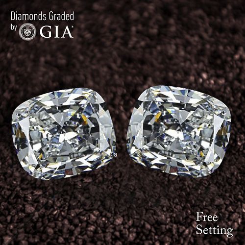 4.03 carat diamond pair, Cushion cut Diamonds GIA Graded 1) 2.02 ct, Color I, VS2 2) 2.01 ct, Color I, SI1. Appraised Value: $76,400 