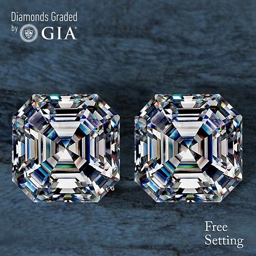5.41 carat diamond pair, Square Emerald cut Diamonds GIA Graded 1) 2.70 ct, Color F, VVS2 2) 2.71 ct, Color F, VS1. Appraised Value: $212,900 