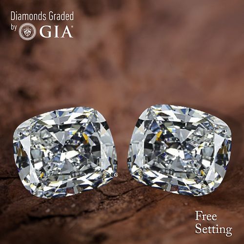 7.02 carat diamond pair, Cushion cut Diamonds GIA Graded 1) 3.50 ct, Color I, VS1 2) 3.52 ct, Color I, VS1. Appraised Value: $268,400 