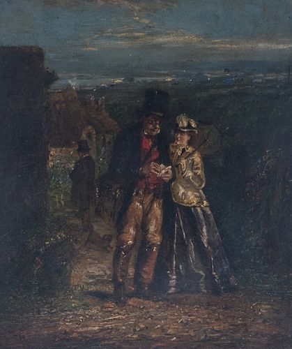 19th Century Painting - Couple in Landscape