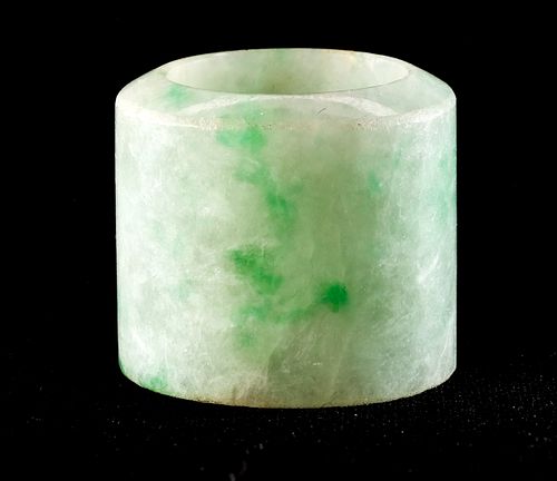 Chinese White & Green Jade Archers Ring
