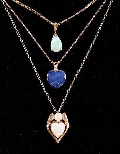 Three 14k Necklaces and Pendants