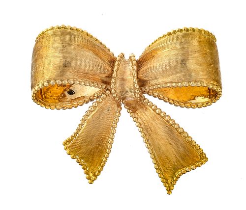 18 Karat Gold Tiffany & Co. Gold Ribbon Pin UPDATED