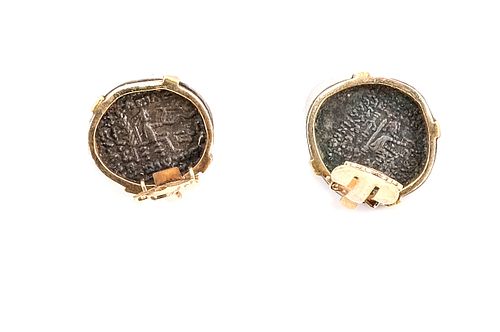 Pair of Ancient Silver Coin Earrings