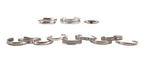 12 Silver Tribal Cuff Bracelets