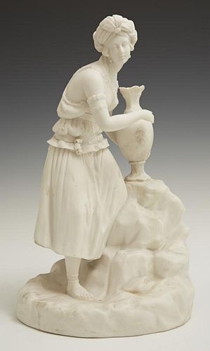 English Parian Figure, 19th c., of a turbaned wate
