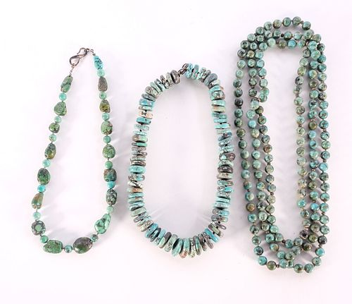 3 Green Turquoise Necklaces