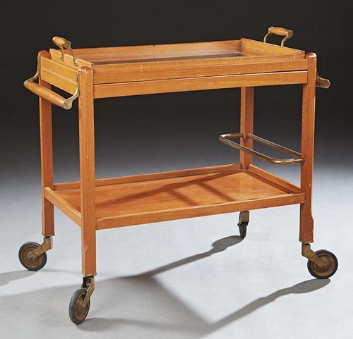 French Two Tier Carved Cherry Dessert Cart, 20th c