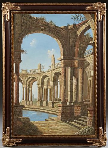 Giovani, "Classical Ruins," 20th c., oil on canvas