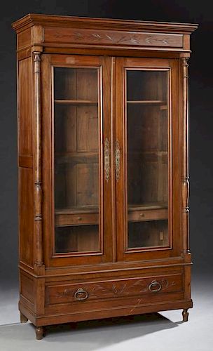 French Carved Walnut Henri II Style Armoire, 19th