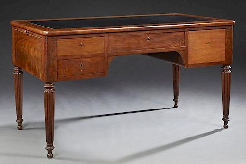 French Louis Philippe Style Carved Mahogany Desk,