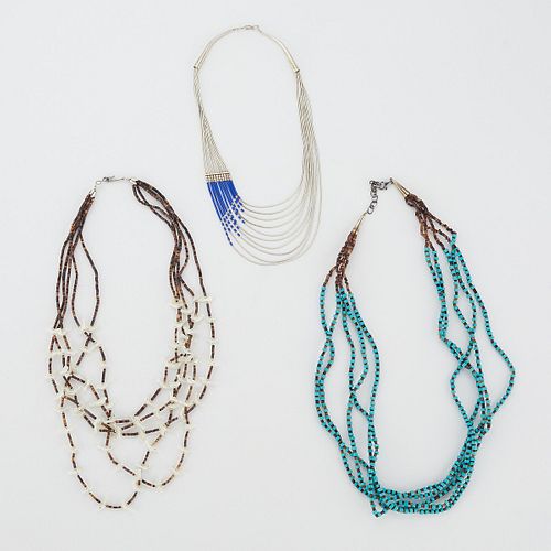 3 Southwest Beaded Necklaces - Turquoise & MOP
