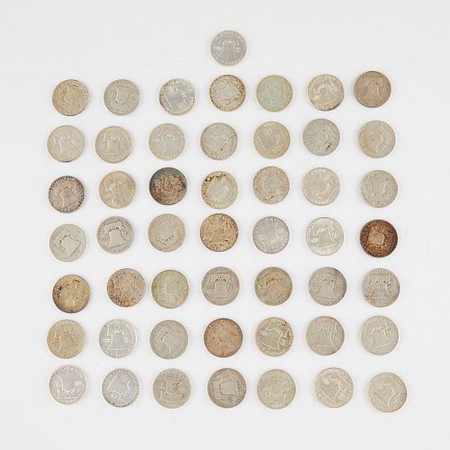 50 Benjamin Franklin Half Dollars 1948-1963