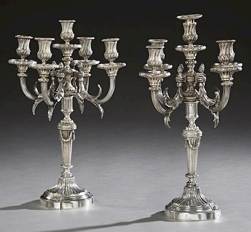 Pair of French Silverplated Louis XVI Style Six Li