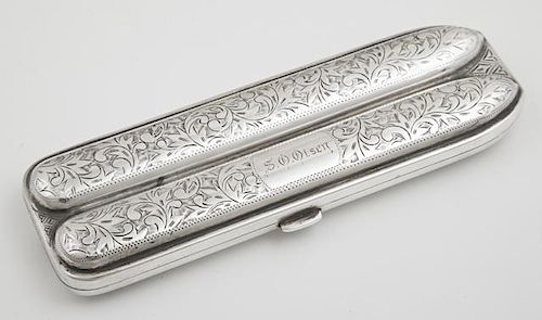 Sterling Two Finger Cigar Case, early 20th c., mar