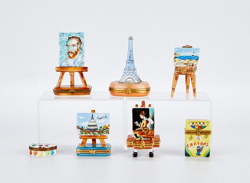 7 French Limoges Porcelain Boxes Art Ltd Ed
