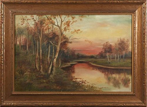 Ferdinand Diehl (1854-1928), "Sunset Landscape," l