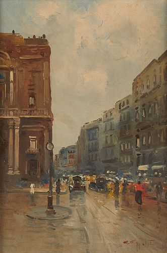 Parisian Street Scene Oil Painting