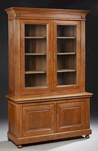 French Louis Philippe Carved Oak Bookcase Cupboard