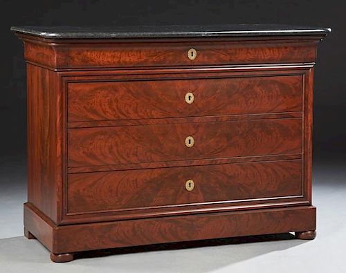 French Louis Philippe Carved Mahogany Marble Top C
