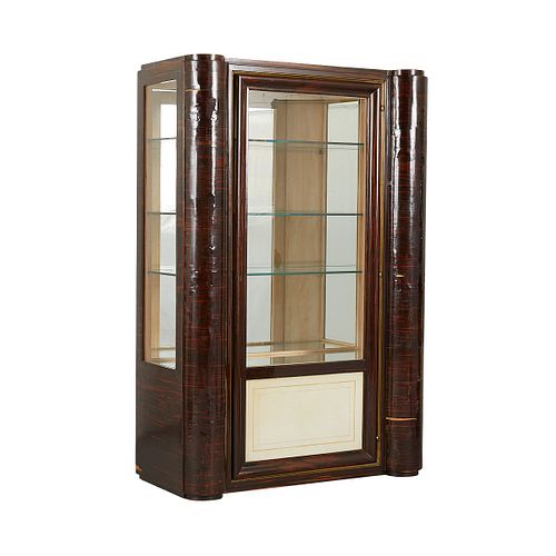 Burlwood Display Cabinet with Glass Shelves