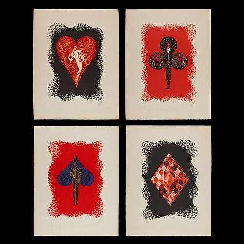 Group of 4 Erte "The Aces Suite" Lithographs 1974
