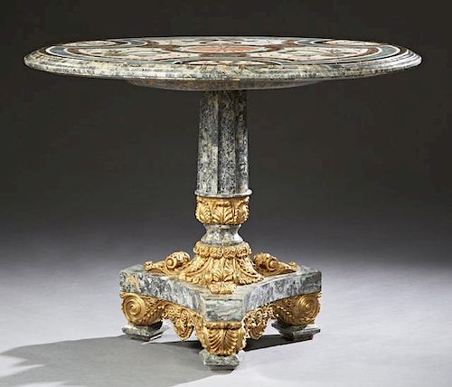 Continental Specimen Marble Center Table, 20th c.,