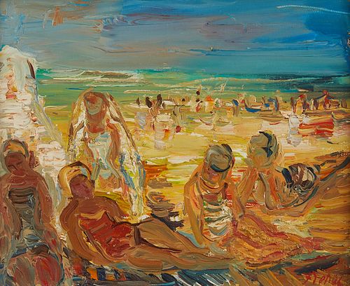 Yitzhak Frenkel Beach Oil Painting