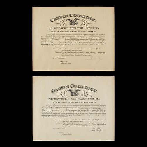 2 Postmaster Documents Signed by Calvin Coolidge