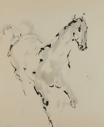 Walter Quirt Horse Ink Painting 1958
