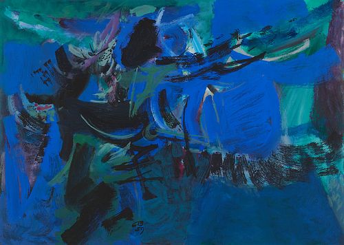 Cameron Booth Gouache Abstract Painting 1959