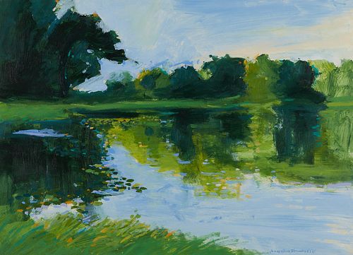James Wilcox Dimmers Pond Painting 1986