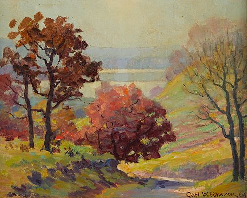 Carl Rawson Fall Landscape Oil Painting 1964