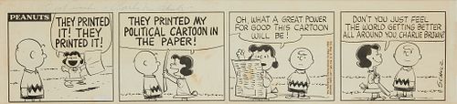 Original Peanuts Comic Strip Charles Schulz 1960