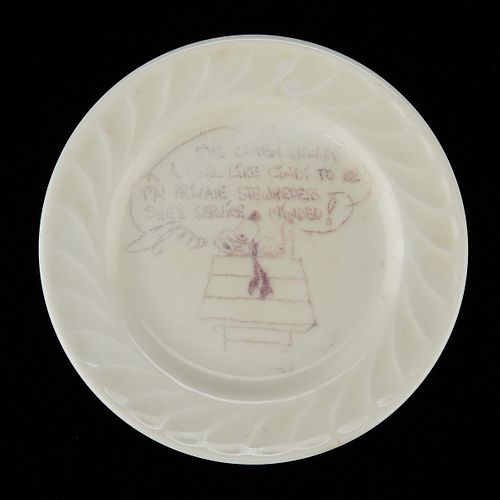 Charles Schulz Original Drawing on Plate