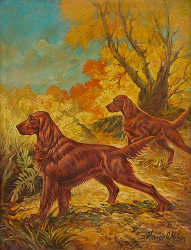 Homer S. Nelson Hunting Dogs Painting