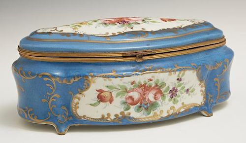 A Sevres Style Porcelain Dresser Box, 19th c., of