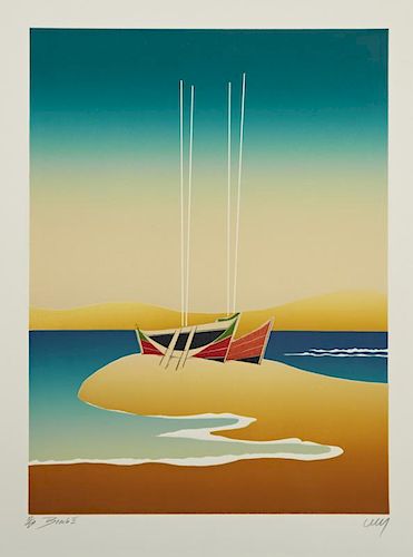 Cecy, "Beach II," 20th c., print, 37/200, pencil n