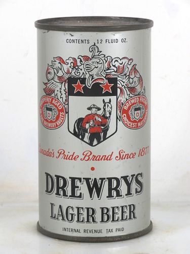1938 Drewrys Lager Beer 12oz OI-201 12oz Opening Instruction Can South Bend Indiana
