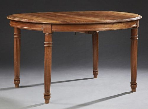 French Louis XVI Style Carved Walnut Oval Dining T