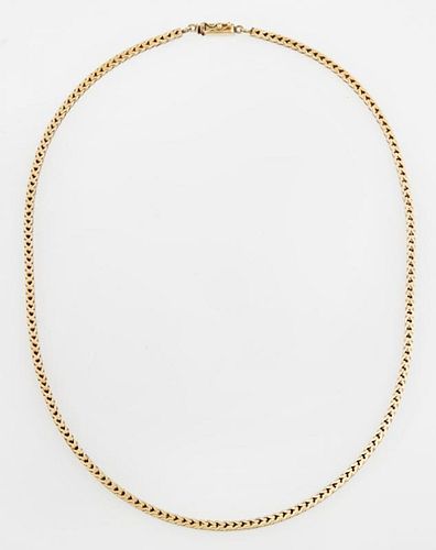 Italian 14K Yellow Gold Box Link Necklace, L.- 18