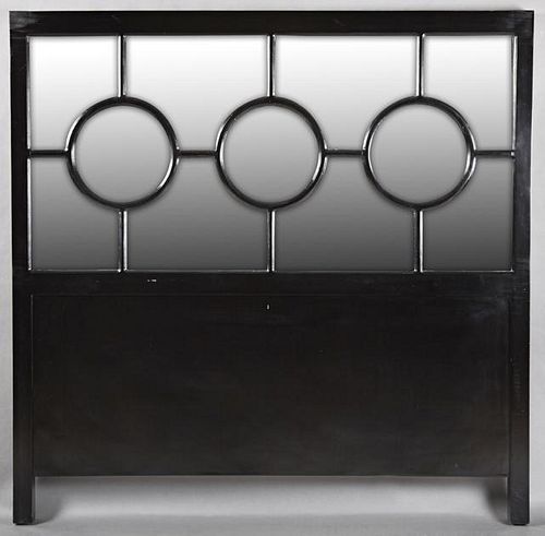 Contemporary Mirror-Mounted Ebonized Bed, the head