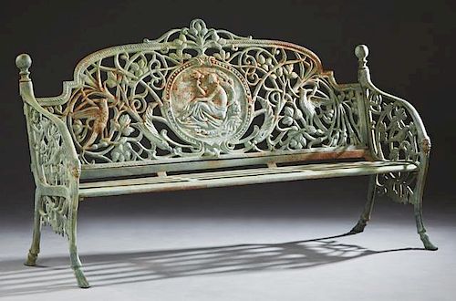Cast Iron Classical Style Garden Bench, 20th c., t