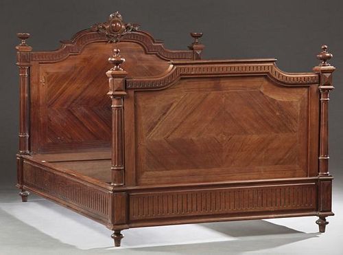 French Louis XVI Style Carved Mahogany Bed, early