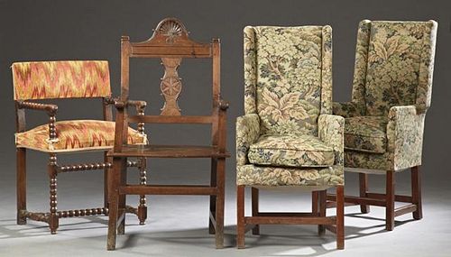Group of Four French Armchairs, 19th c., consistin