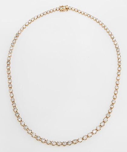 14K Yellow Gold Diamond Tennis Necklace, each of t