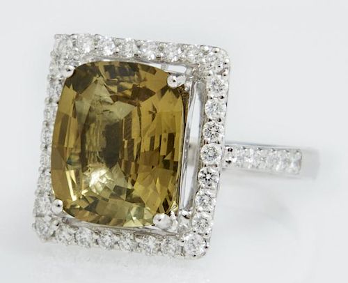 Lady's Platinum Dinner Ring, with a 6.61 carat cus