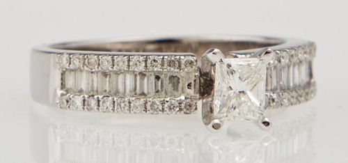 Lady's 18K White Gold Dinner Ring, with a princess