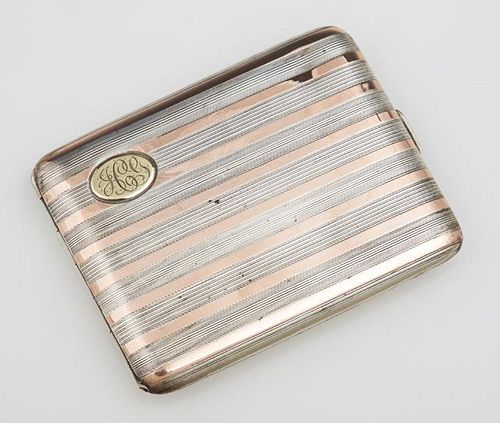 Elgin Sterling and 14K Rose Gold Cigarette Case, c
