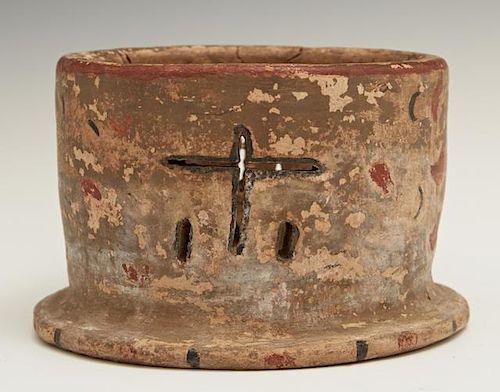 Pre-Columbian Pottery Censer, the pierced sides wi